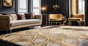 Dywan złoty glamour – inspiracje i pomysły na aranżację.