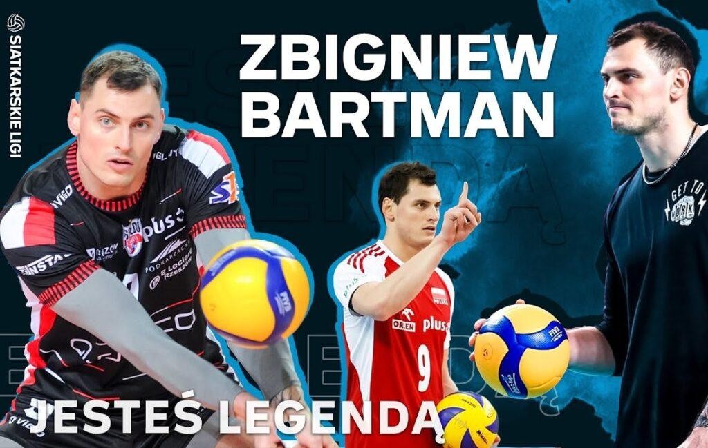 Zbigniew Bartman w trakcie meczu siatkówki, wykonujący dynamiczną akcję.